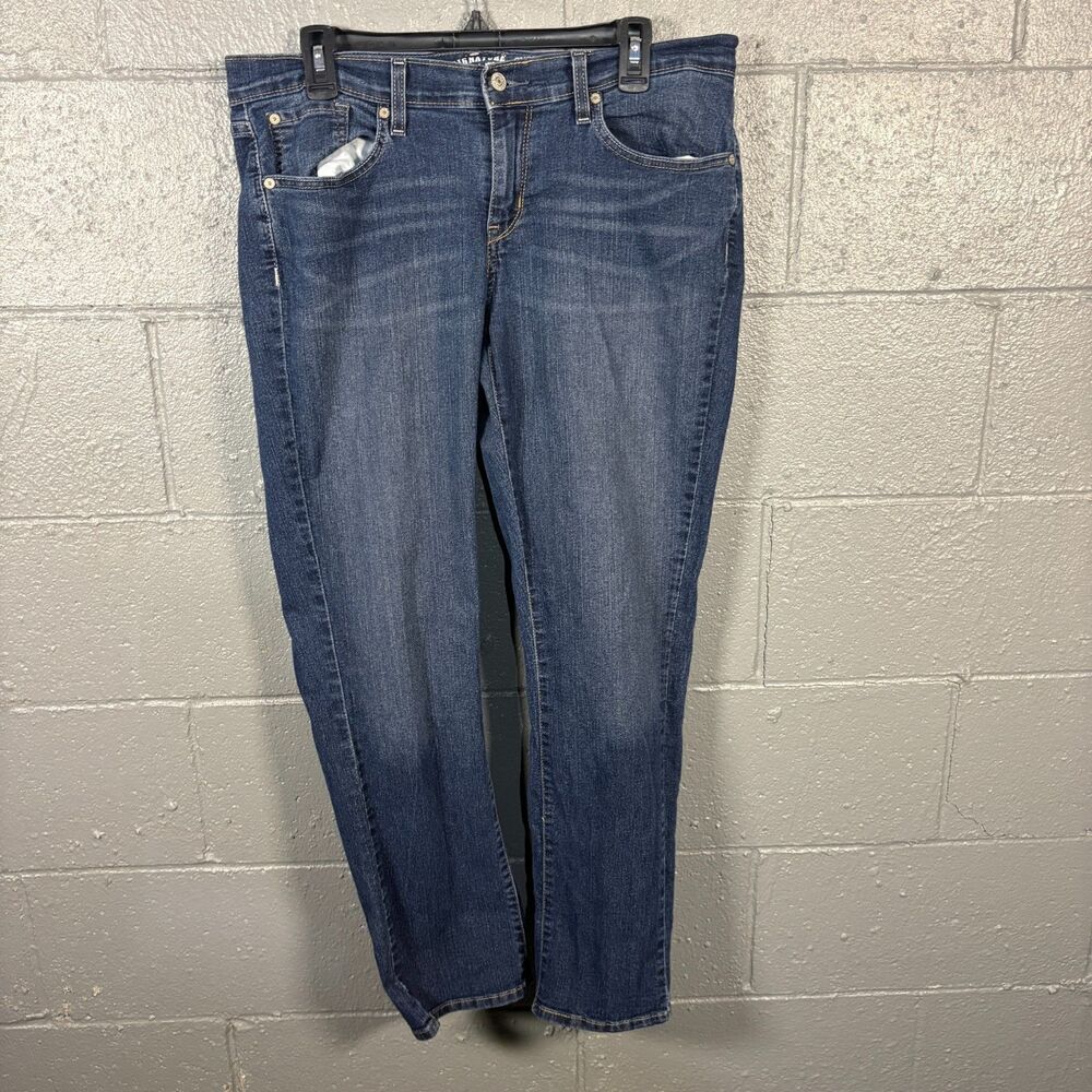 Signature Levi Strauss Curvy Straight Jeans Womens 14M 32x32 Stretch Blue Denim